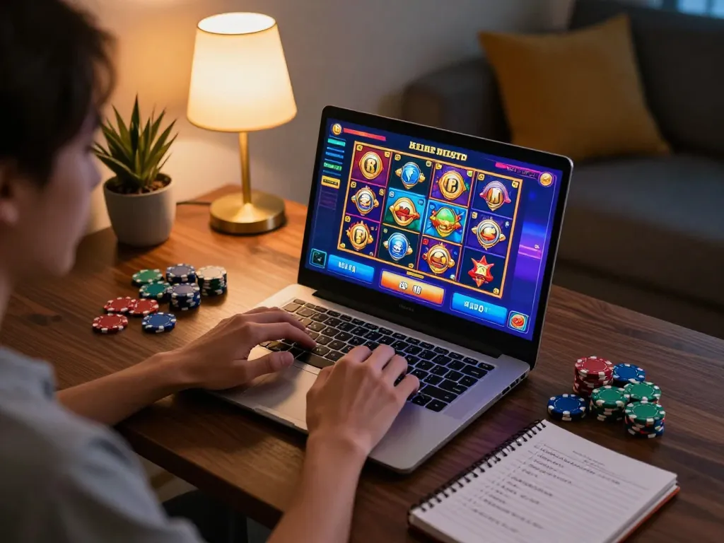 Engaging gameplay session at 92slot com showcasing colorful slot games on laptop