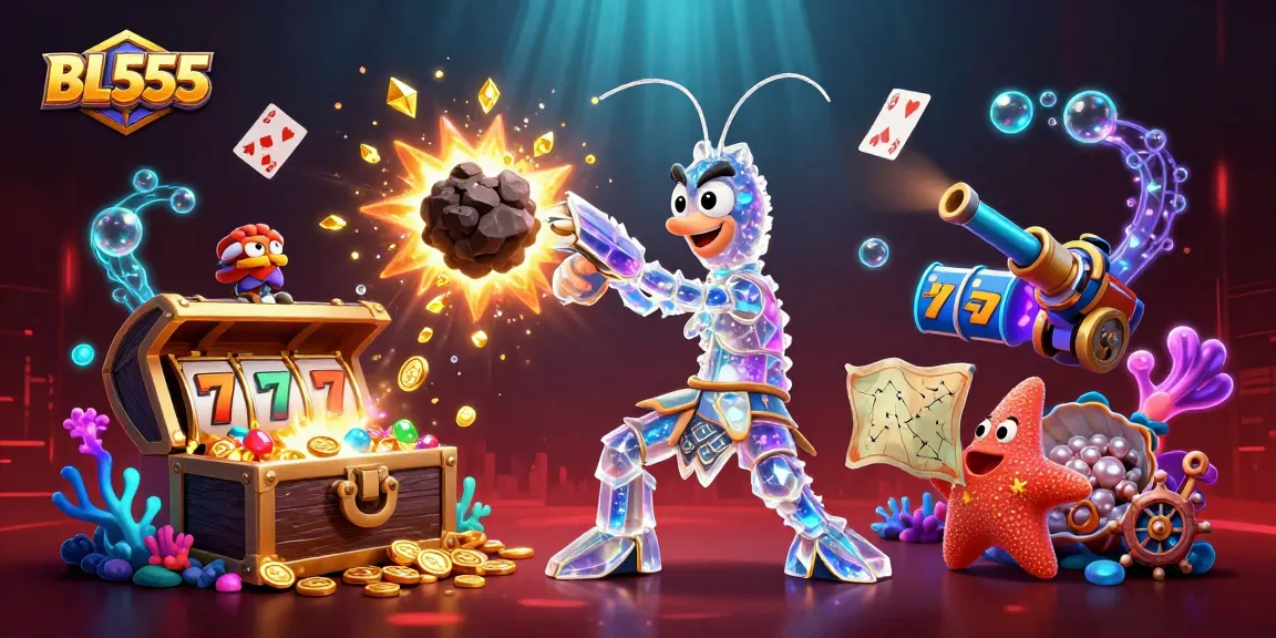 Play casino games with BL555 under a vibrant underwater scene featuring colorful gold coins.