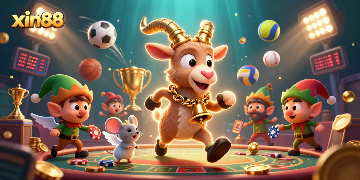 Experience the vibrant action at xin88 with cartoon Krampus and playful gambling scenes