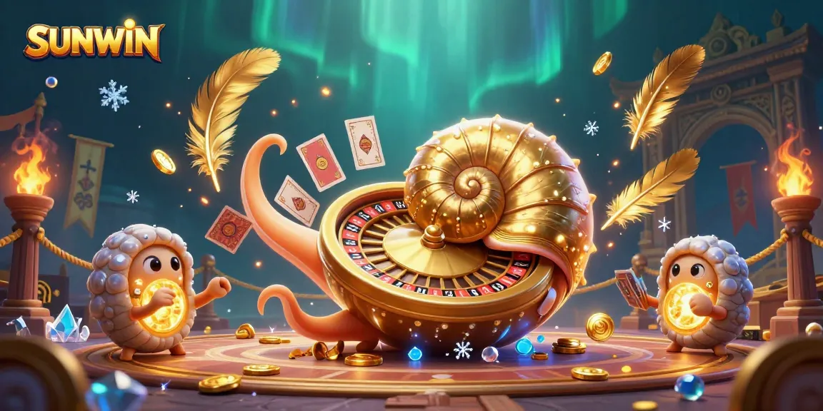 SUNWIN enhances the gaming experience with an ancient nautilus roulette wheel amidst glowing companions.