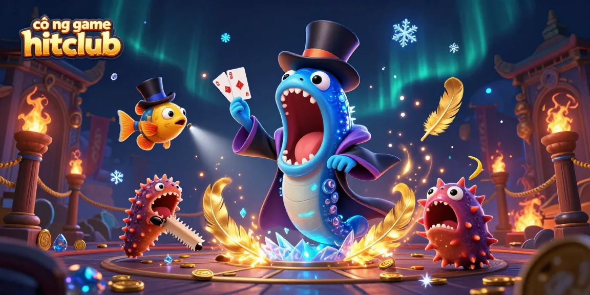 Engage in thrilling gameplay with cổng game hitclub featuring deep-sea characters performing magical tricks.