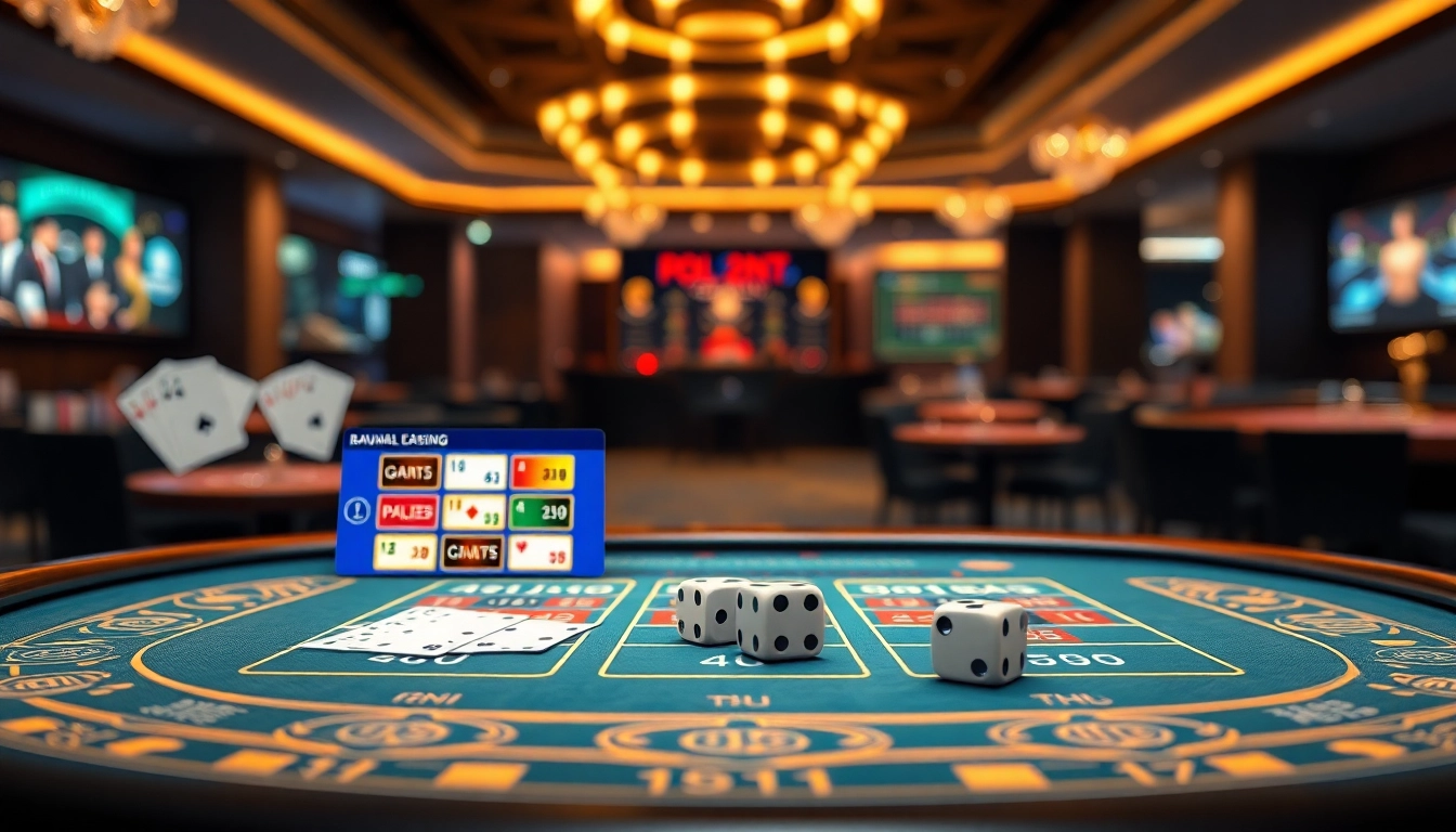 Xóc đĩa có bảo mật cao in a high-stakes virtual casino environment featuring vibrant graphics and betting slips.