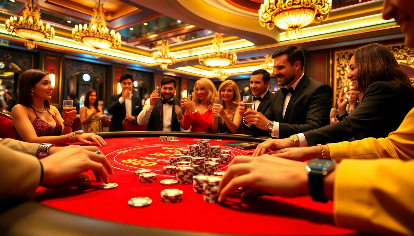 Experience the excitement of 888vi bet with players and poker chips in a luxurious casino setting.